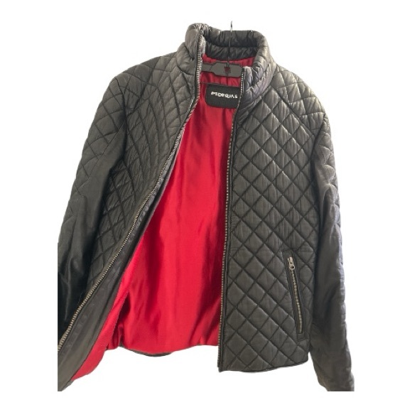 Stylish Black Colombian leather Quilted Puffer Jacket - Picture 2 of 3